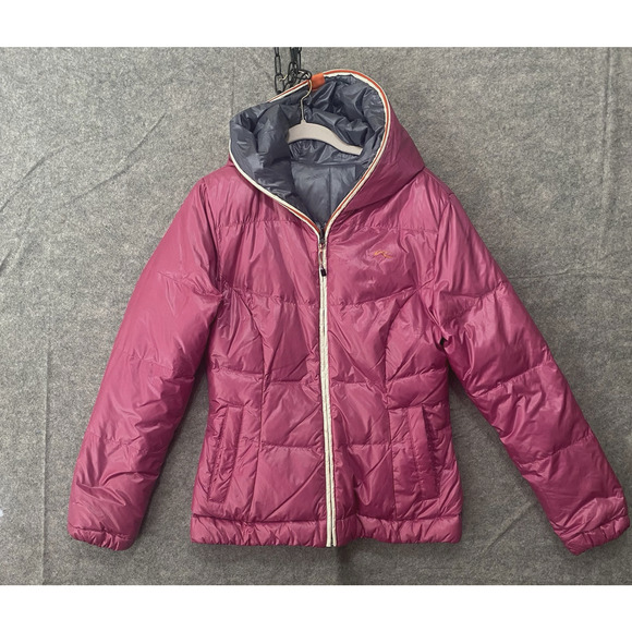 KJUS Backflip Reversible Down Jacket‎ Womens Sz L Pink Gray Pockets